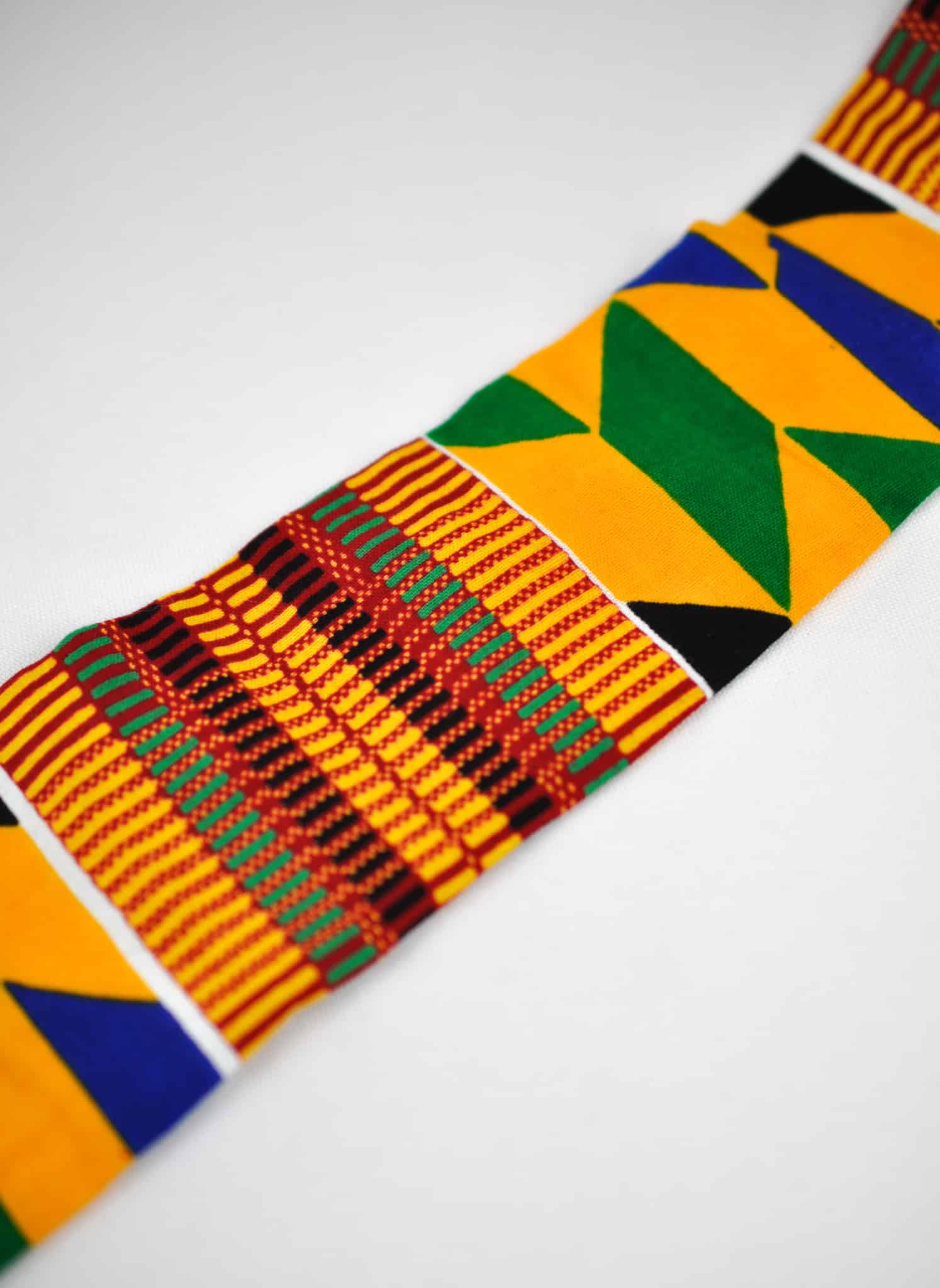 Handcrafted Ash African Kente Tie & Handkerchief Set