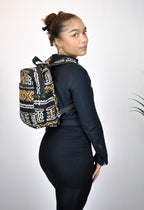 Toko Orange, White and Black Ankara Backpack