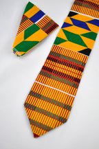 Handcrafted Ash African Kente Tie & Handkerchief Set