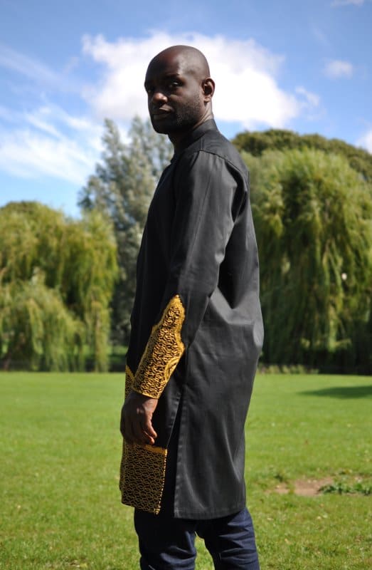 Wole Long Black & Gold African Embroidery Shirt