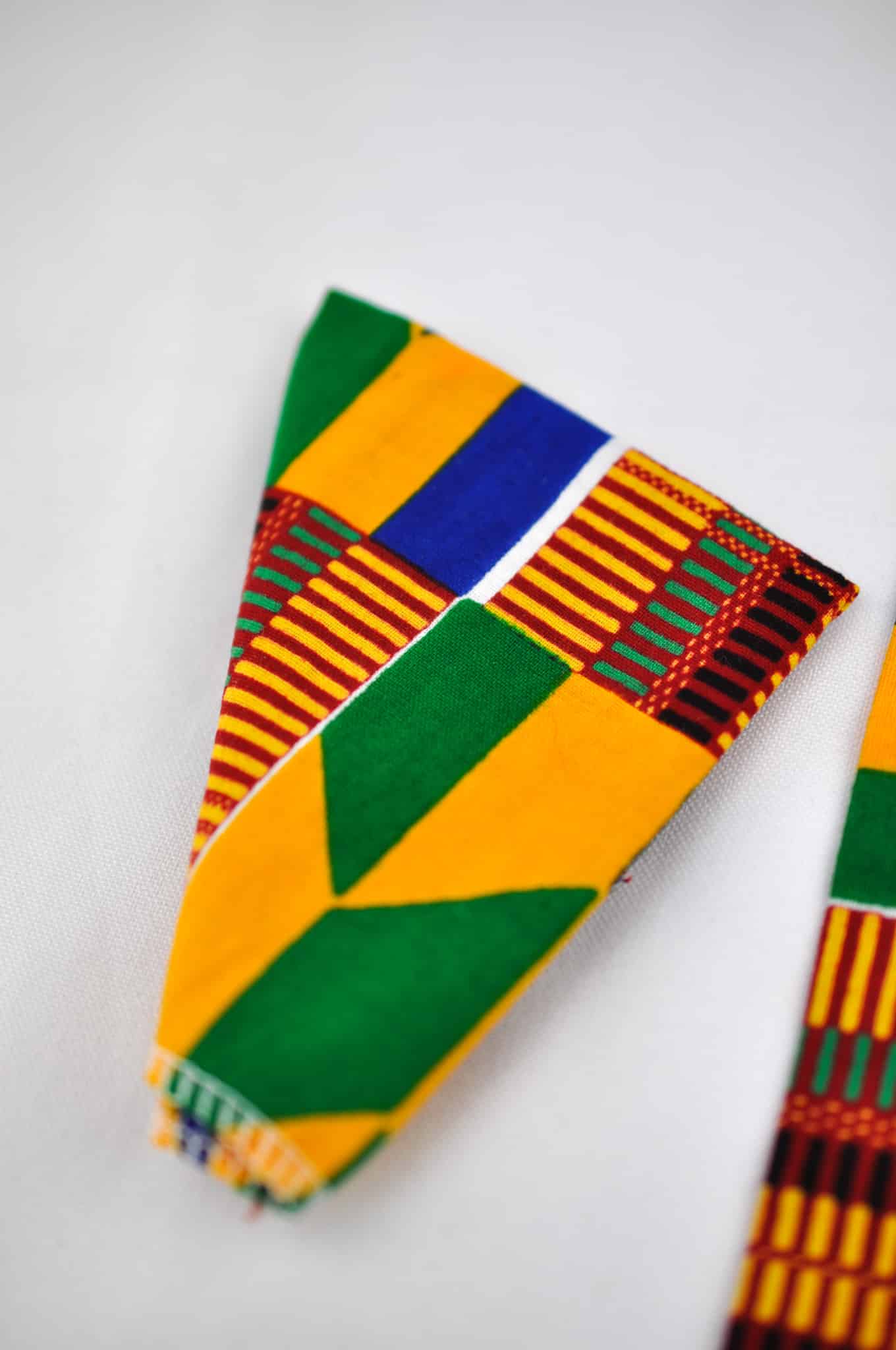 Handcrafted Ash African Kente Tie & Handkerchief Set