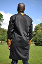 Wole Long Black & Gold African Embroidery Shirt