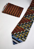 Handcrafted Ash Brown Ankara Tie & Handkerchief Sets
