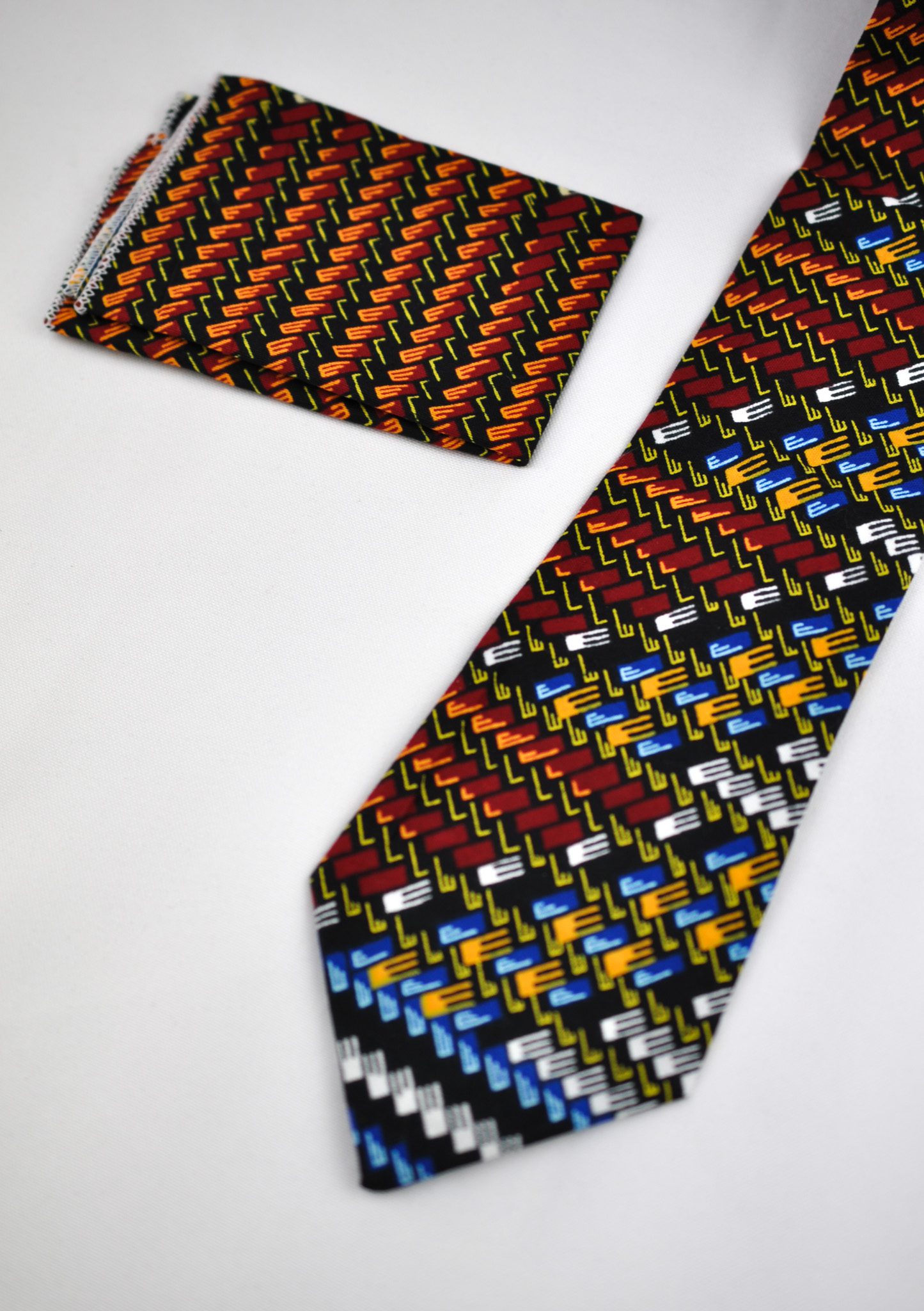 Handcrafted Ash Brown Ankara Tie & Handkerchief Sets