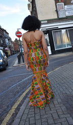 Kente African Print Fusion Silhouette Dress