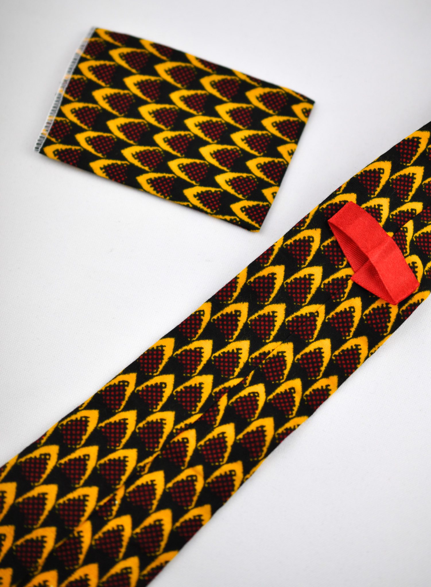 Handcrafted Mustard Ankara Tie & Handkerchief Sets