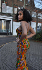 Kente African Print Fusion Silhouette Dress