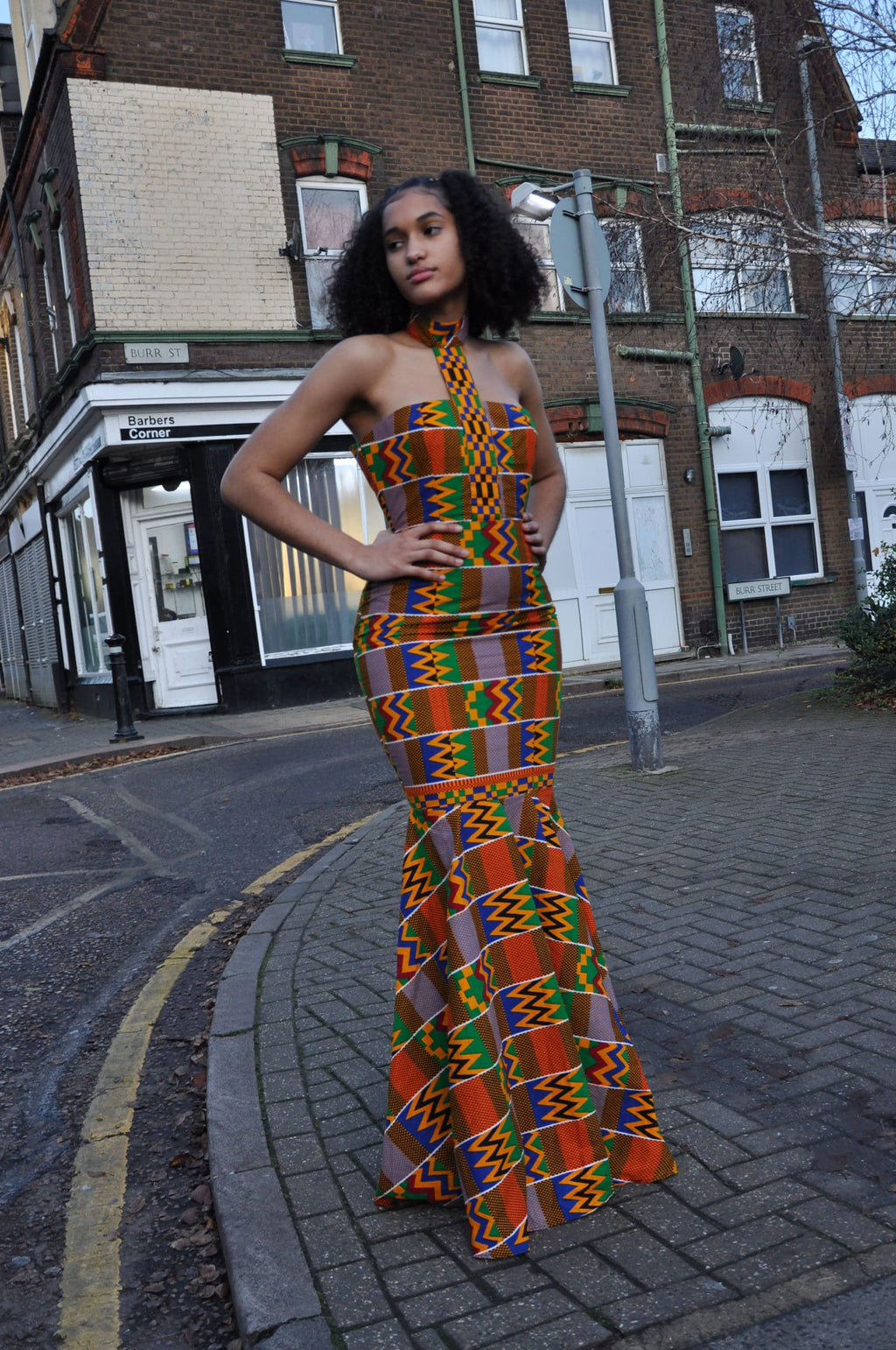 Kente African Print Fusion Silhouette Dress