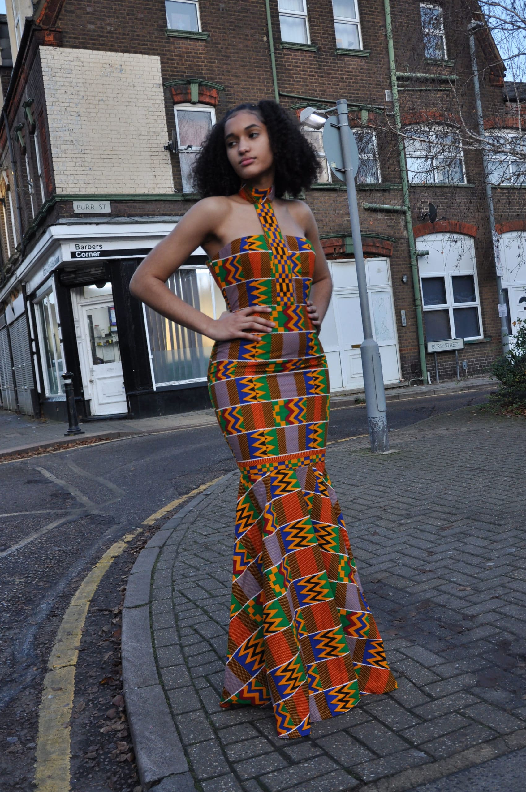 Kente African Print Fusion Silhouette Dress