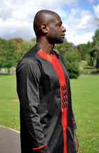 Sejo African Black & Red Embroidery Shirt
