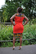 Michelle African Print Net Hem Bodycon Dress