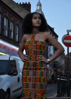 Kente African Print Fusion Silhouette Dress