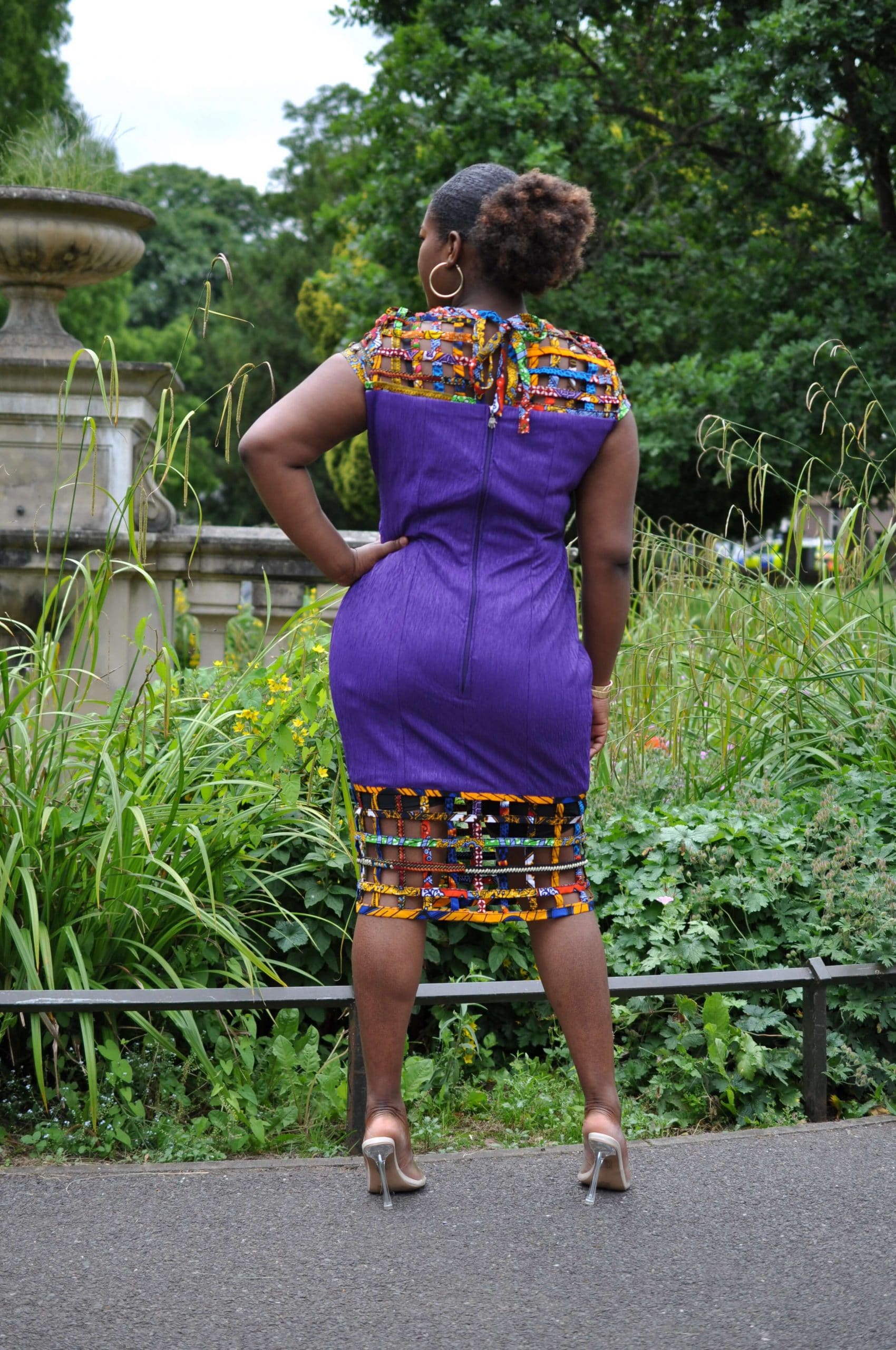 Reddish African Print Net Hem Bodycon Dress