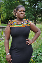 Reddish African Print Net Hem Bodycon Dress