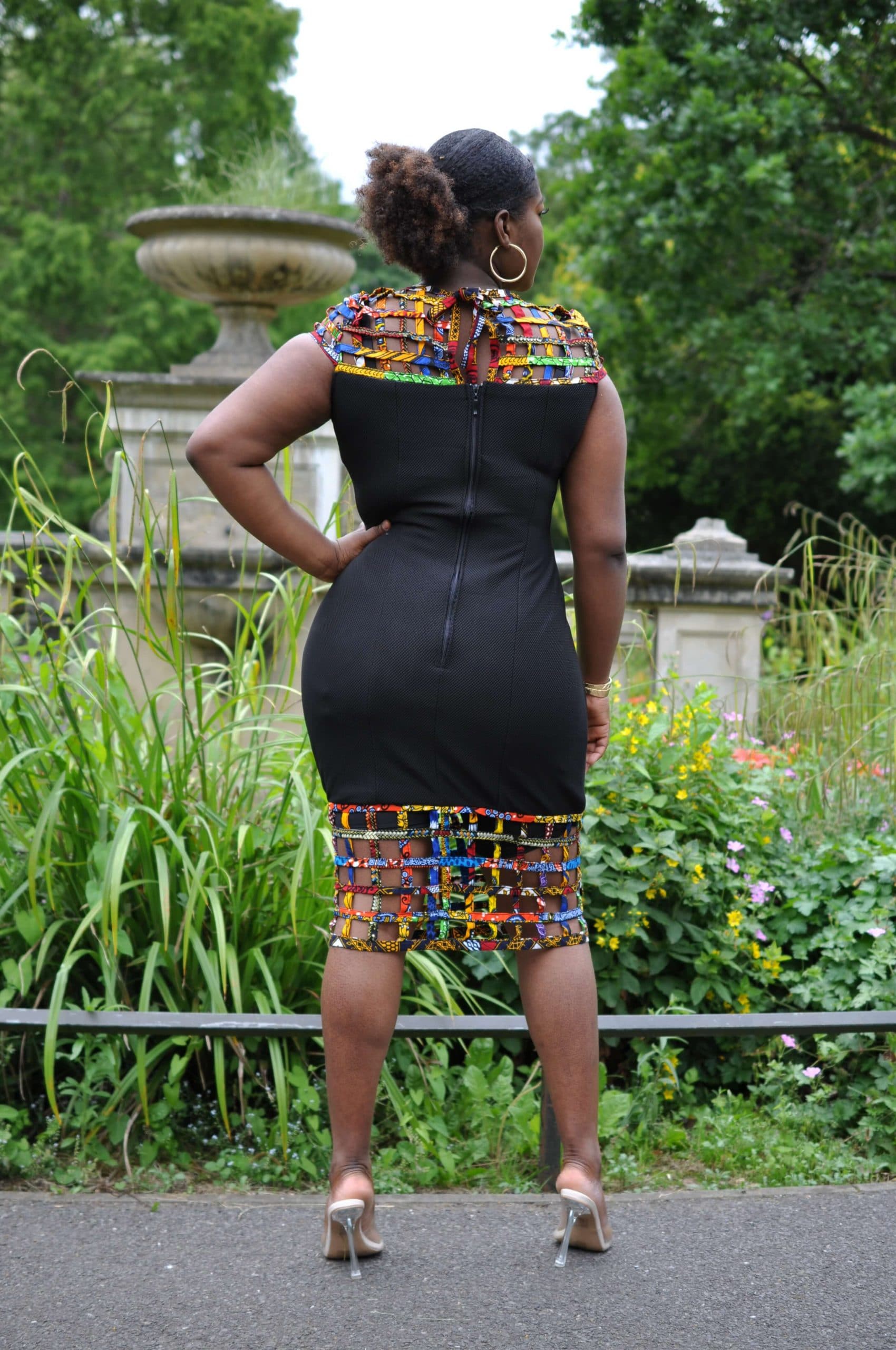 Michelle African Print Net Hem Bodycon Dress