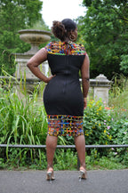 Reddish African Print Net Hem Bodycon Dress