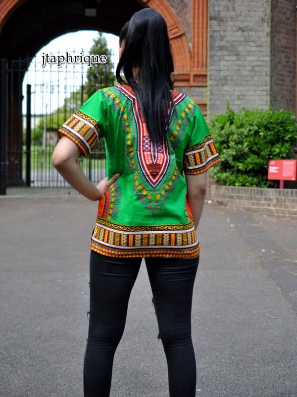 Bright Green Unisex 100% Cotton Dashiki Shirt