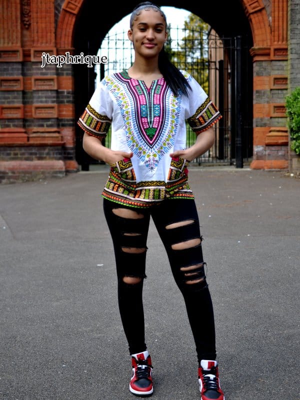 Colourful White African Dashiki Best Shirt 100% Cotton