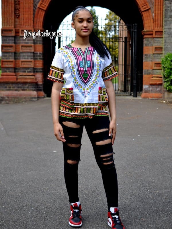 Colourful White African Dashiki Best Shirt 100% Cotton