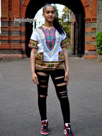 Colourful White African Dashiki Best Shirt 100% Cotton
