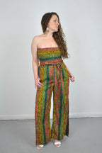 Sina Stunning Leopard Ankara Print Bandeau Slit Jumpsuit