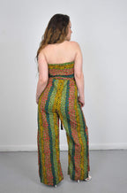 Sina Stunning Leopard Ankara Print Bandeau Slit Jumpsuit