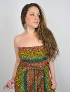 Sina Stunning Leopard Ankara Print Bandeau Slit Jumpsuit