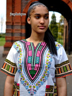 Colourful White African Dashiki Best Shirt 100% Cotton