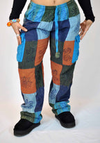 Unisex African Patchwork Cargo Trousers – Boho Wide Leg Festival Pants