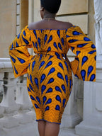 Yellow Ankara Peacock Print Bodycon Dress