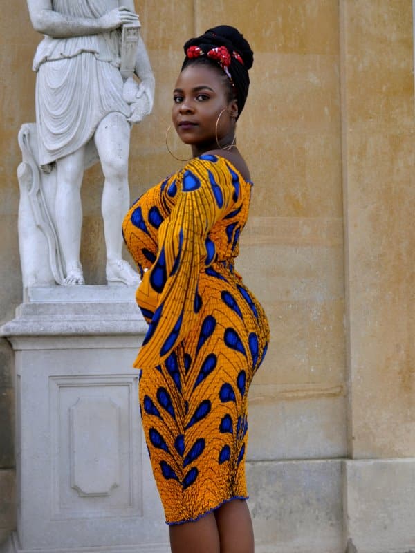 Yellow Ankara Peacock Print Bodycon Dress