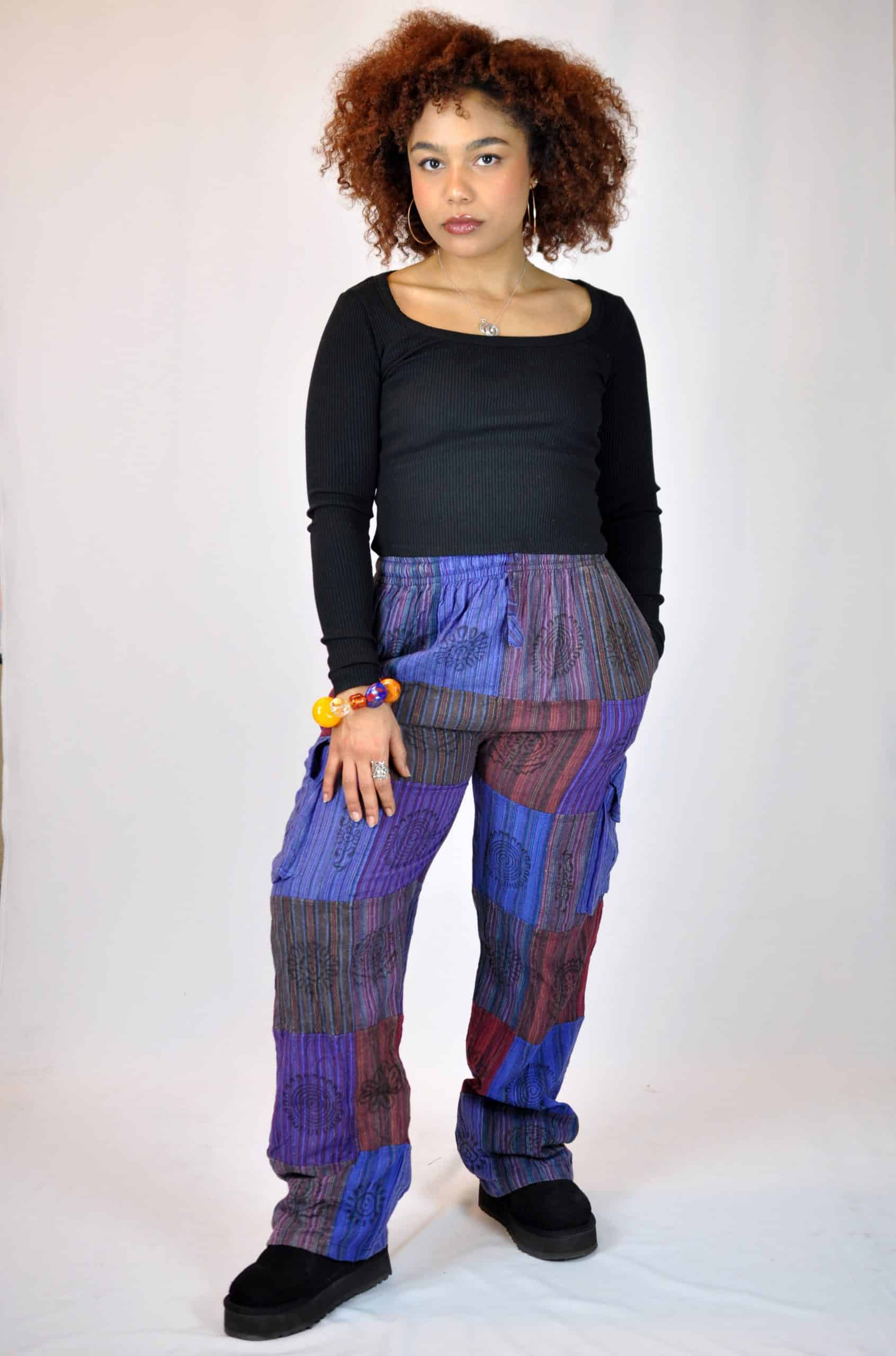 Unisex African Patchwork Cargo Trousers – Boho Festival Pants