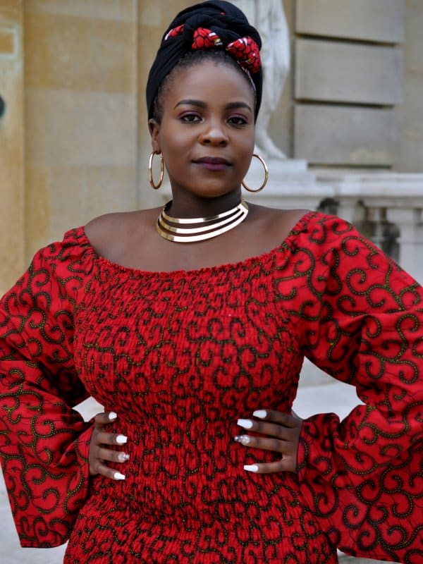 Beautiful Dalmar Red Ankara Wide Sleeve Body-con Dress