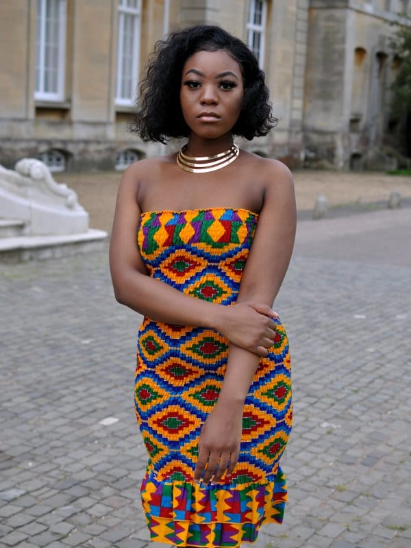 African Kente Print Bandeau Bodycon Dress