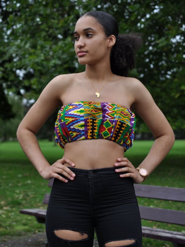 Colourful Kente African Print Bandeau Crop Top