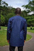Akpofure Men's Blue & Gold Embroidery Shirt