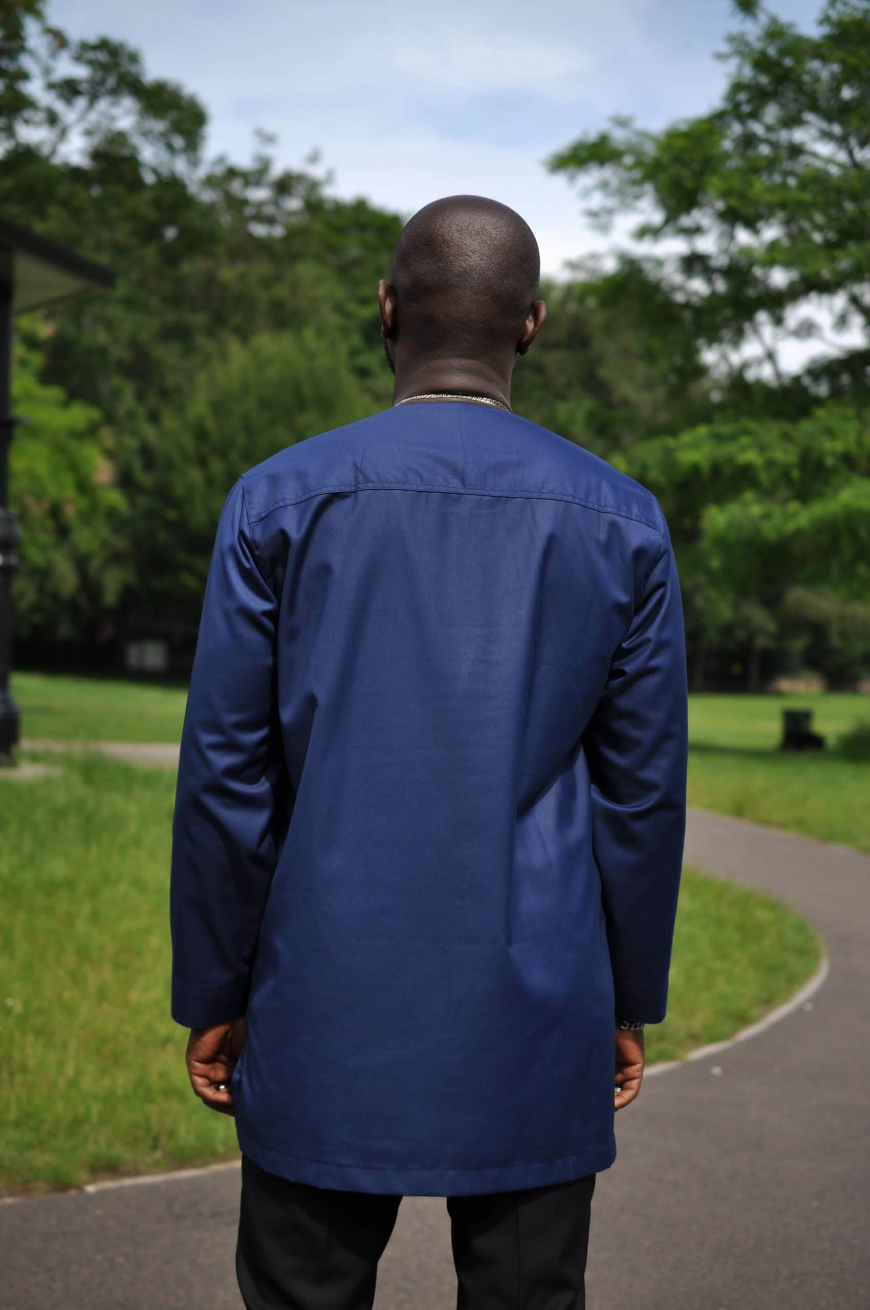 Akpofure Men's Blue & Gold Embroidery Shirt