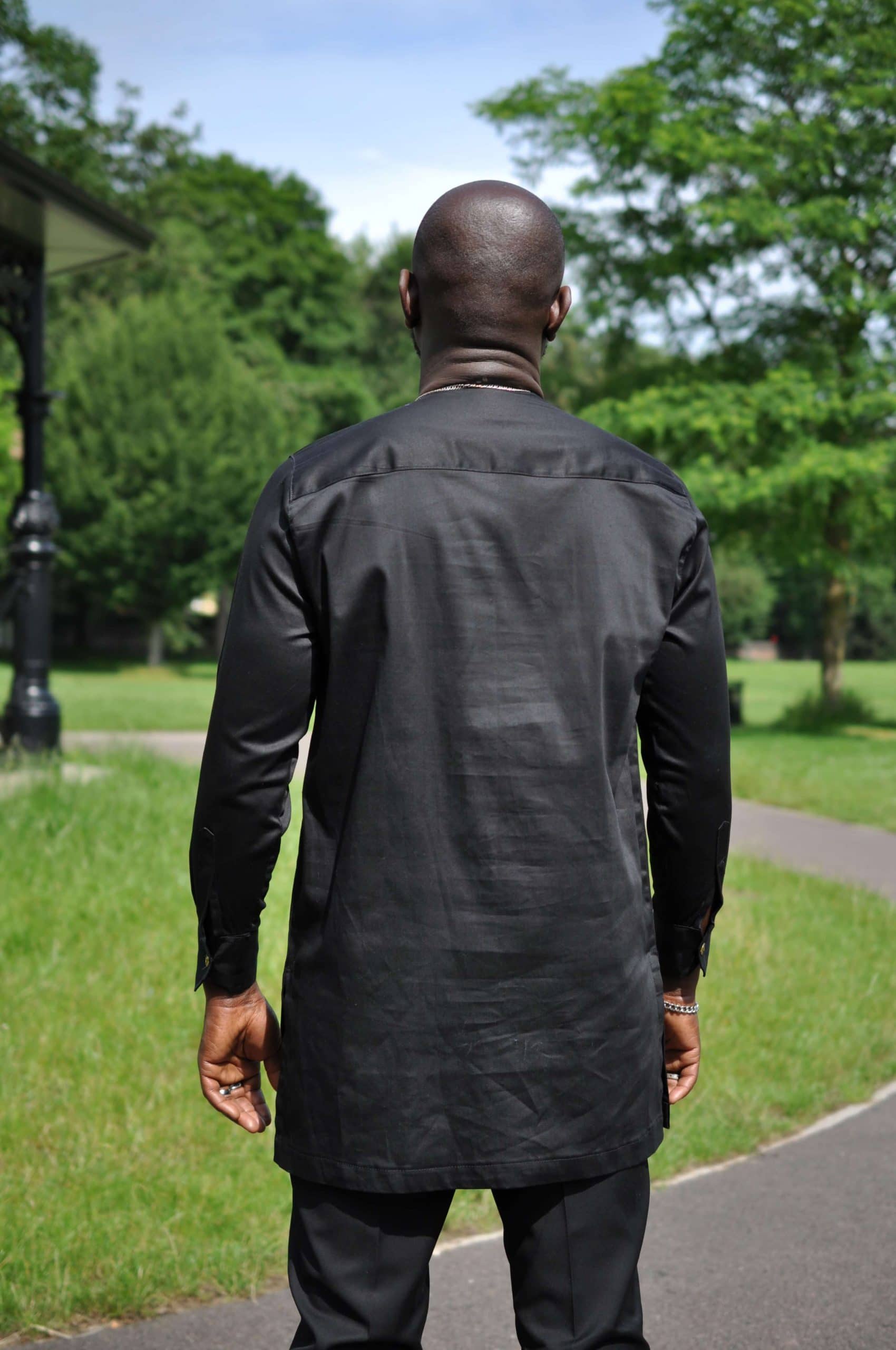Amadi Men's Black & Gold Embroidery Shirt