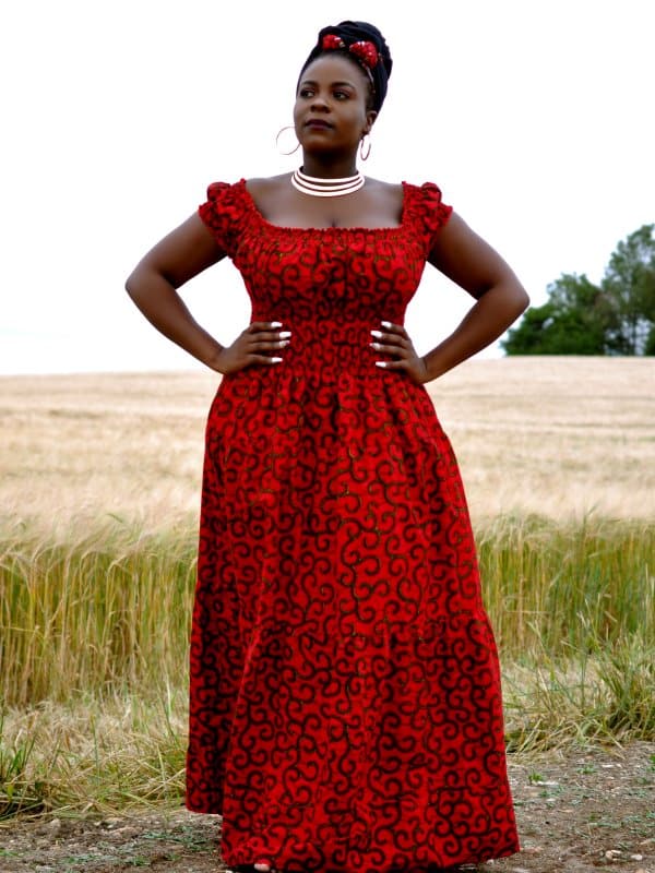 Red Ankara Print Maxi Dress