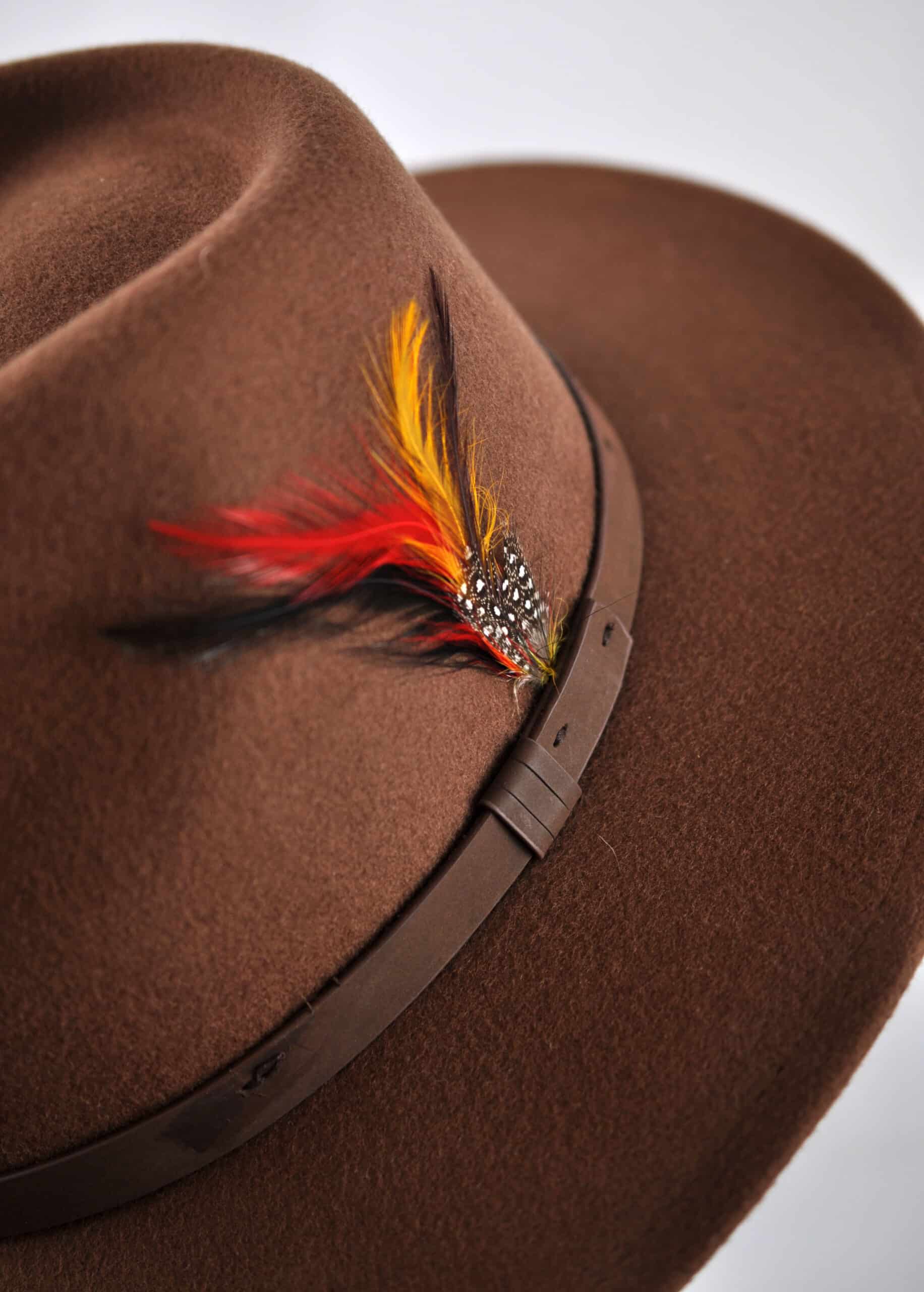 JT Aphrique Brown Fedora Hat with Feather