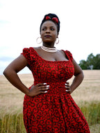 Red Ankara Print Maxi Dress