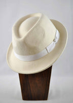 JT Aphrique Cream White Ribbon Fedora Hat