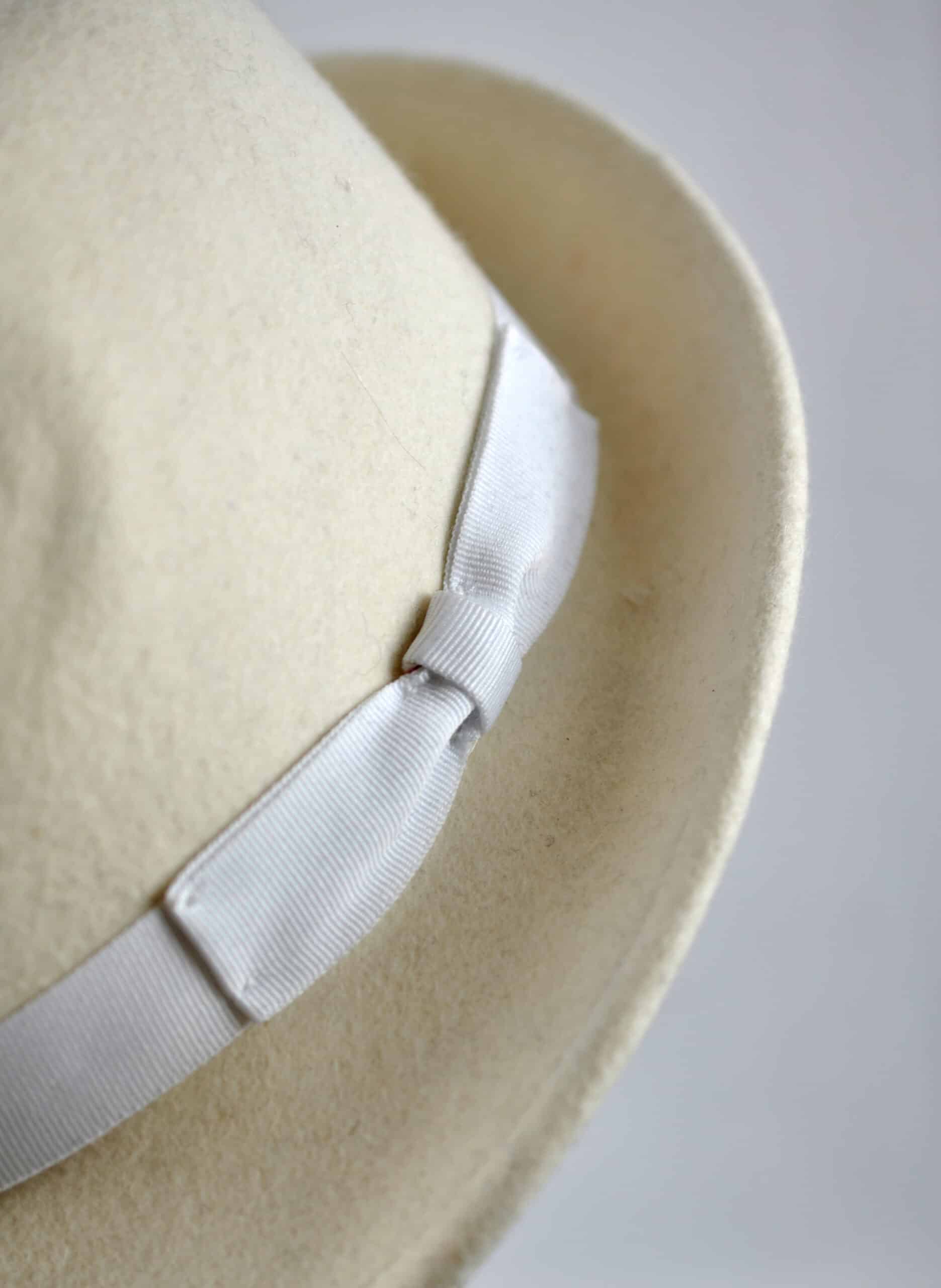 JT Aphrique Cream White Ribbon Fedora Hat