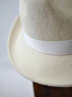 JT Aphrique Cream White Ribbon Fedora Hat
