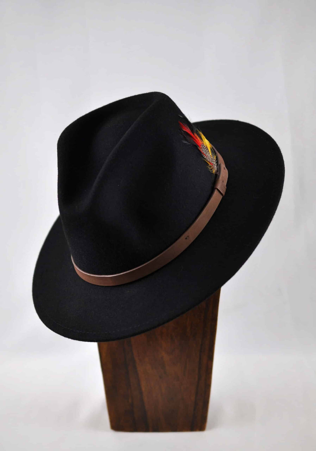 Black Fedora Hat with Feather
