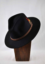 Black Fedora Hat with Feather