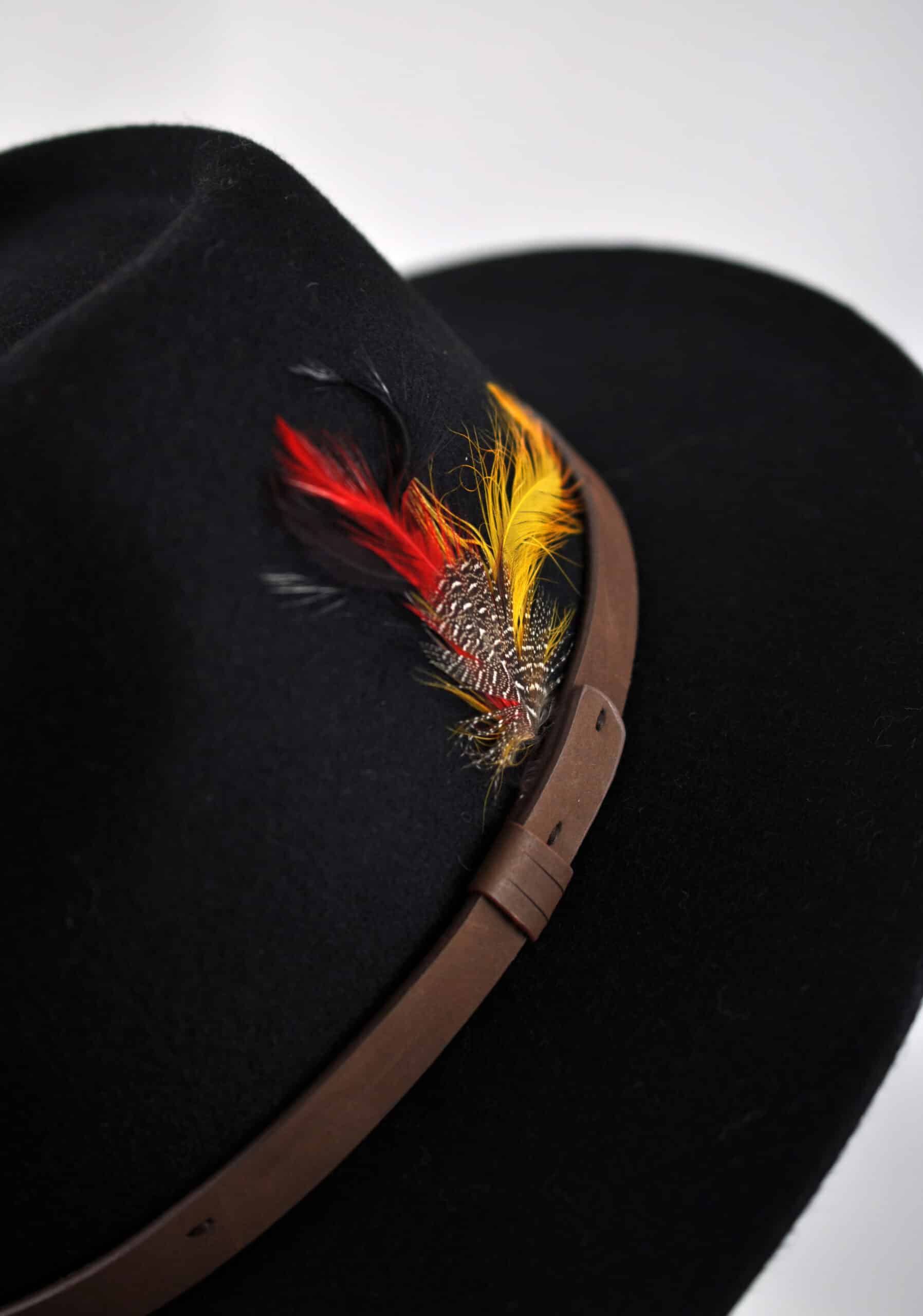 Black Fedora Hat with Feather