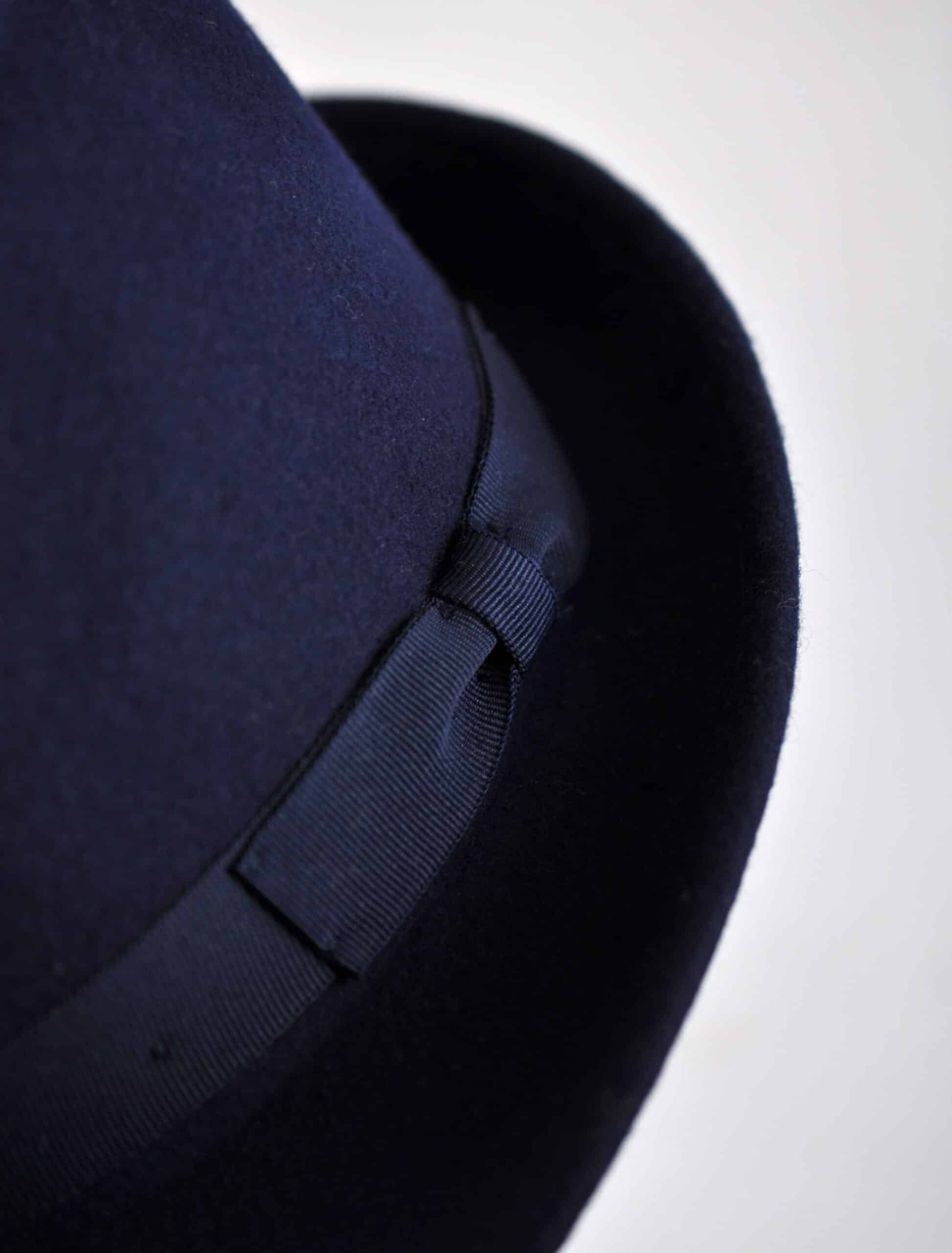 Classic Navy Blue Fedora Hat with Ribbon