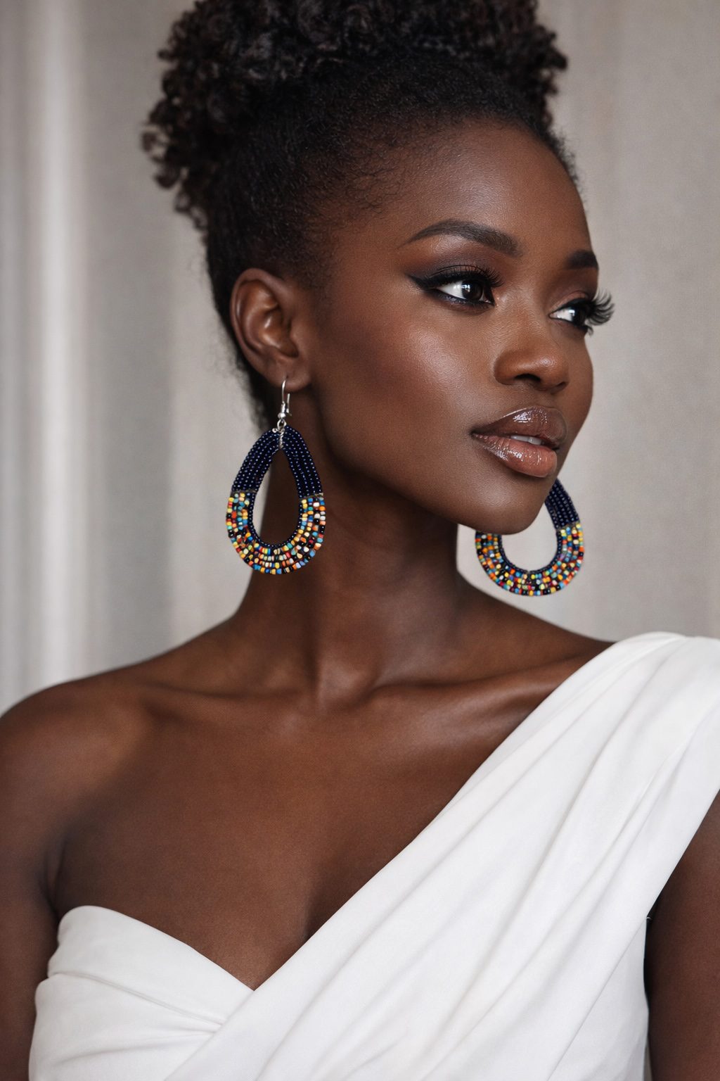 Handmade African Beaded Teardrop Earrings