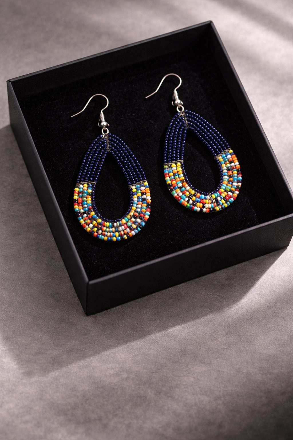 Handmade African Beaded Teardrop Earrings